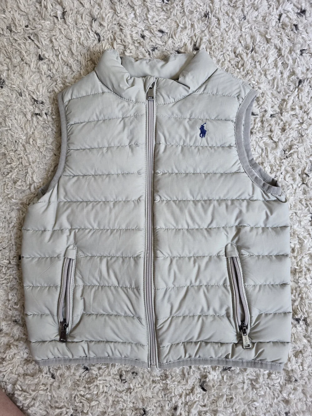 Polo by Ralph Lauren Light Gray Puffer Vest with Navy Pony